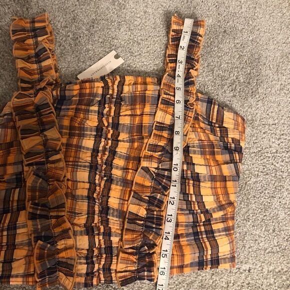 NEW ANTHROPOLOGIE Verb by Pallavi Singhee Ruffled Plaid Orange Tank Medium - Picture 14 of 15